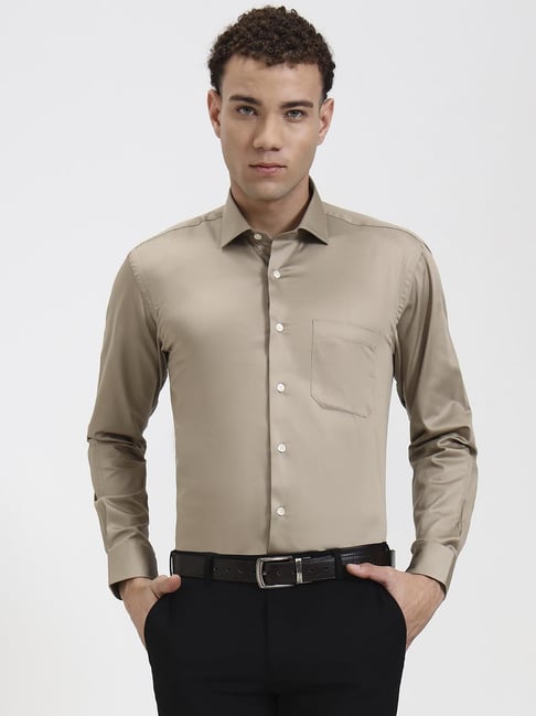 Metal Fawn Cotton Slim Fit Solid Formal Shirt-picture-28