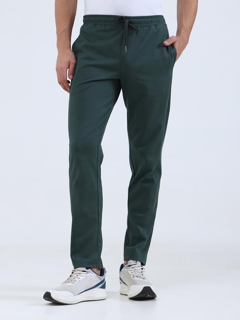 JadeBlue Bottle Green Slim Fit Solid Trackpants-picture-26