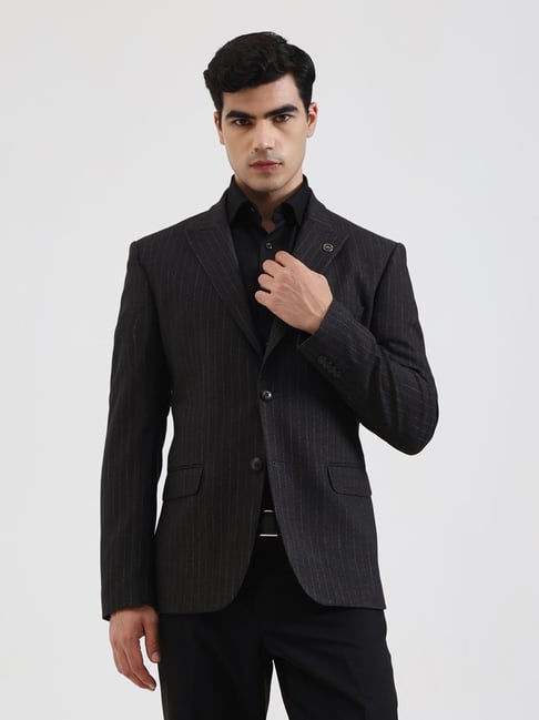 Wyre Grey Regular Fit Striped Blazer