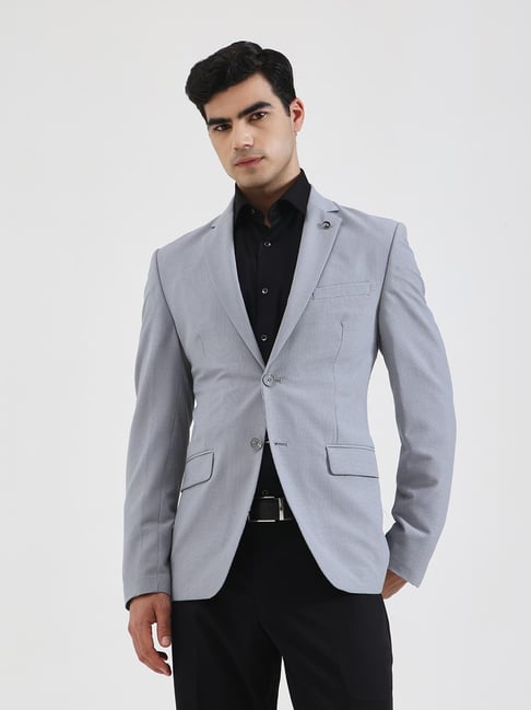 Wyre Grey Regular Fit Checked Blazer