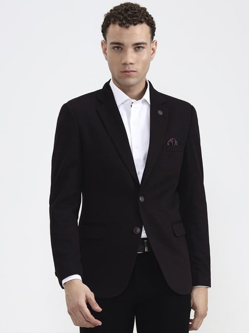 Wyre Maroon Regular Fit Solid Blazer
