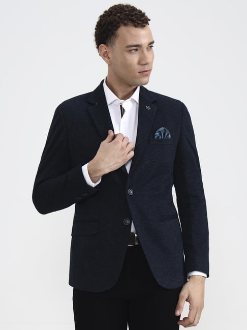 Wyre Petrol Blue Regular Fit Solid Blazer