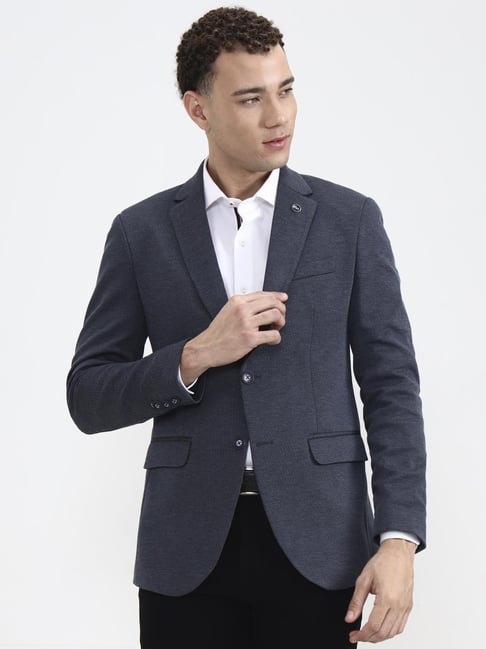 Wyre Blue Regular Fit Solid Blazer