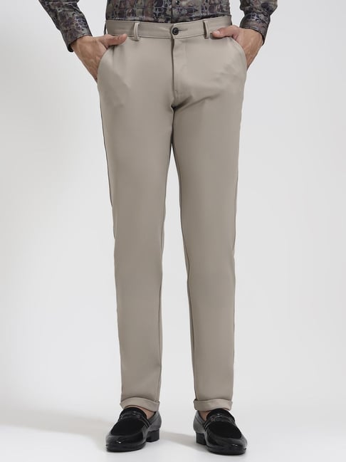 Wyre Fawn Regular Fit Solid Formal Trousers-picture-23