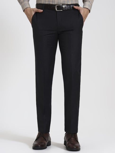 JadeBlue Charcoal Grey Slim Fit Solid Formal Trousers-picture-28