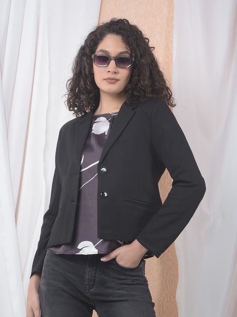 Crimsoune Club Black Notched Lapel Single-Breasted Blazer-picture-18