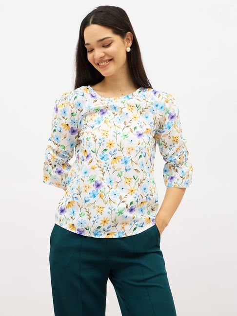 SALT Attire Multicolor Polyester Floral Print Top-picture-14