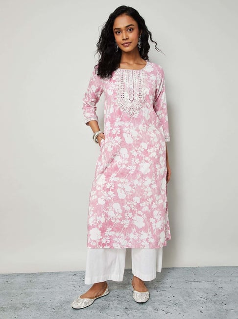 Melange By Lifestyle Pink Regular Fit Printed Kurta-picture-26
