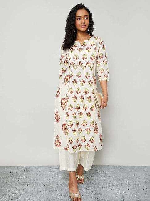 Melange By Lifestyle Beige Cotton Regular Fit Printed Kurta-picture-39