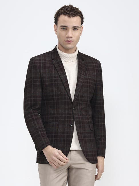 Wyre Dark Brown Checked Blazer