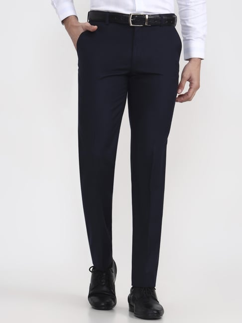 Jadeblue Navy Blue Rayon Regular Fit Trousers-picture-19