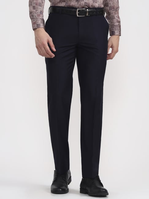 Jadeblue Navy Blue Rayon Regular Fit Trousers-picture-37