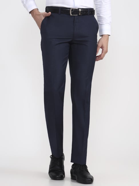 Jadeblue Navy Blue Rayon Regular Fit Trousers-picture-23