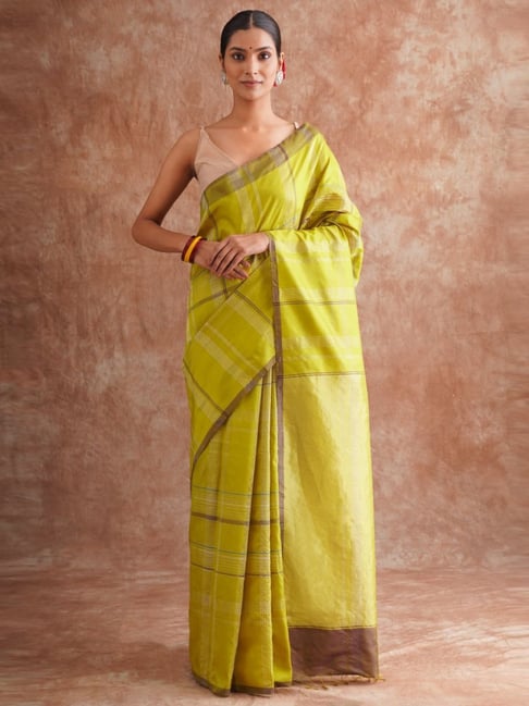 Jaypore Olive Green Maheshwari Saree with Blouse-picture-30