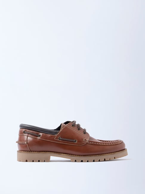 SOLEPLAY by Westside Brown Boat Leather Shoes