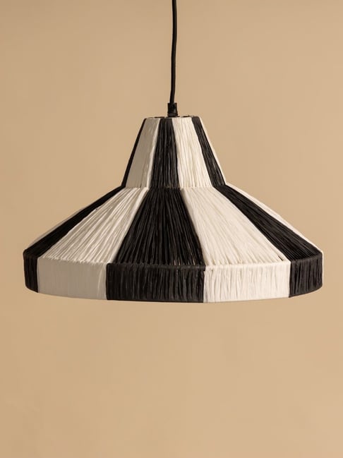 FIG Living Black & White Raffia Pendant Lamp