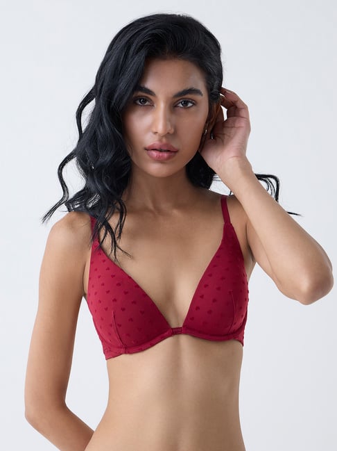 Superstar by Westside Red Mesh Detailed Wired Bra