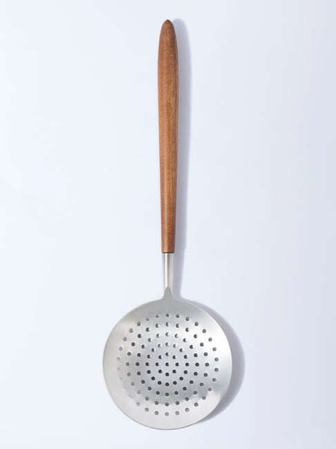 Westside Home Silver Skimmer with Wooden Handle