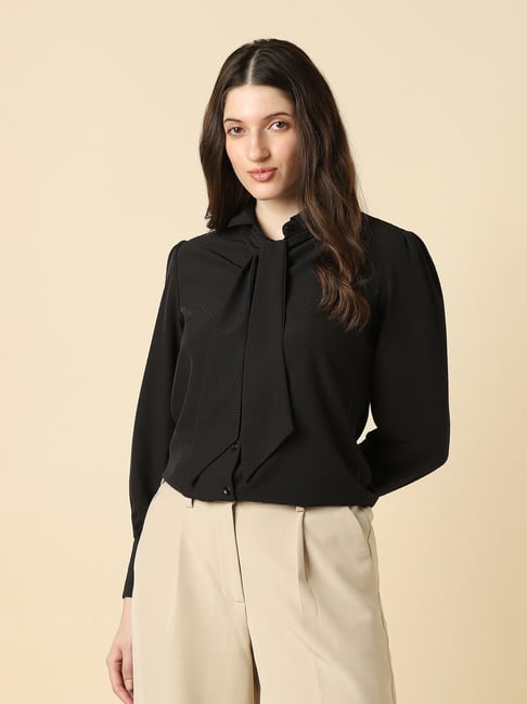 Allen Solly Black Regular Fit Formal Shirt