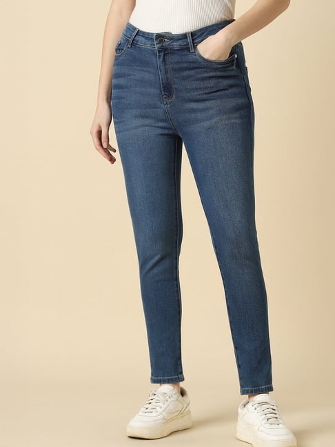 Allen Solly Blue Cotton Skinny Fit Jeans