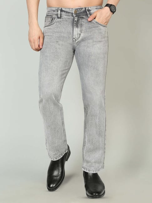 Louis Stitch Grey Cotton Bootcut Fit Jeans