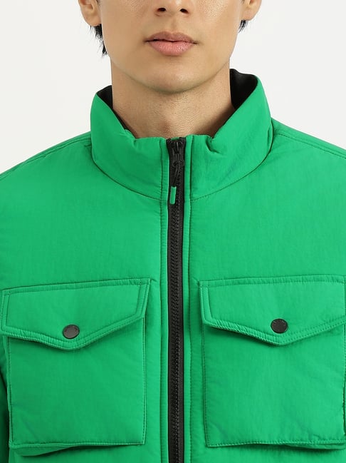 United Colors of Benetton Green Regular Fit High Neck Solid