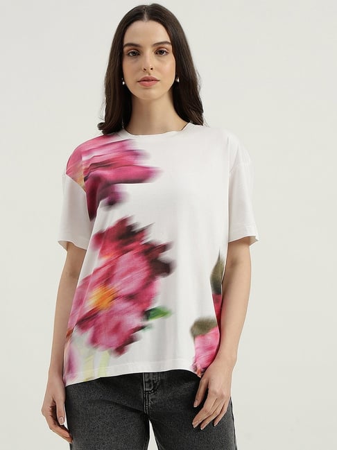 United Colors of Benetton Multicolor Round Neck Abstract T-Shirt