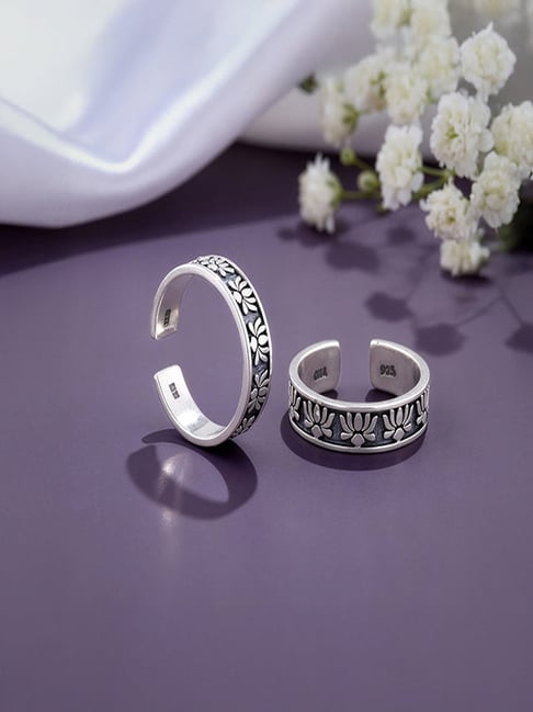 GIVA 925 Oxidised Silver Alina Toe Rings for Women