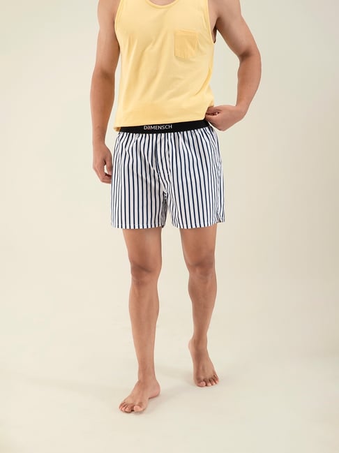 Damensch Cotton Costa White Regular Fit Striped Inner Boxer