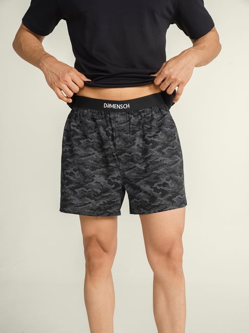 Damensch Cotton Safari Black Regular Fit Printed Inner Boxer