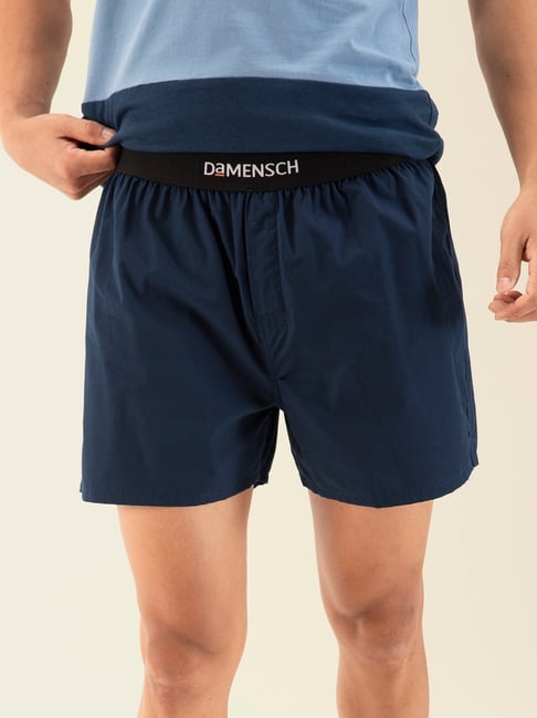 Damensch Cotton Colombo Blue Regular Fit Solid Inner Boxer