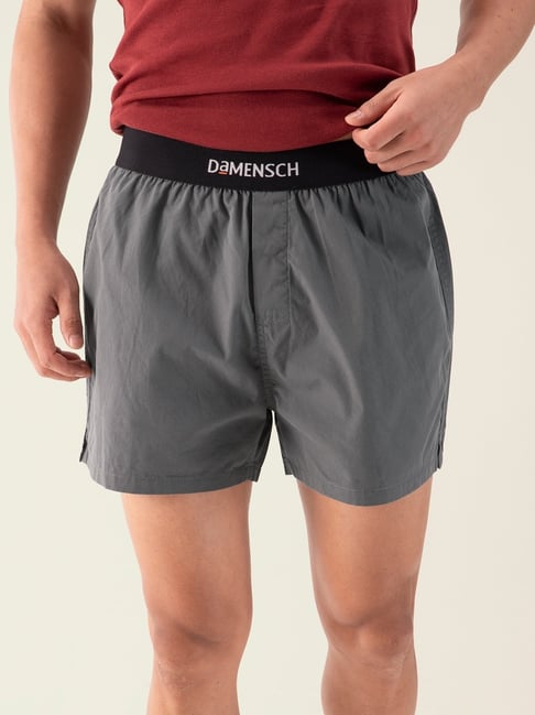 Damensch Cotton Las Grey Regular Fit Solid Inner Boxer