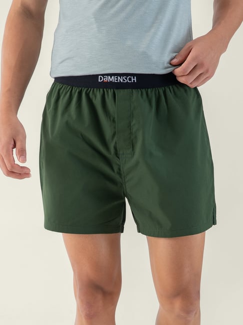 Damensch Cotton Royal Green Regular Fit Solid Inner Boxer