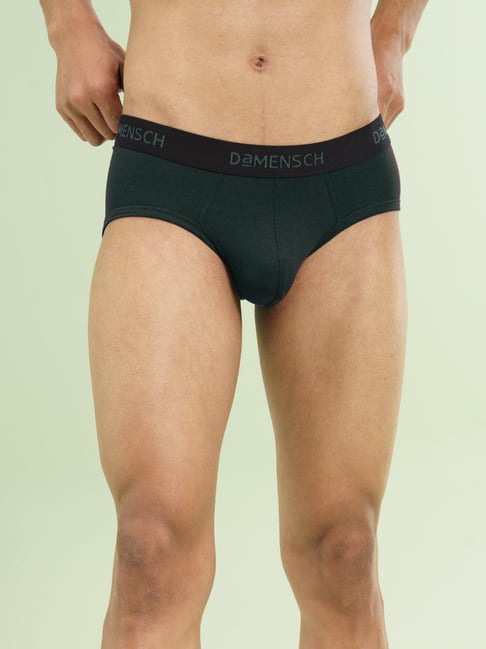 Damensch Cotton Pine Green Regular Fit Solid Briefs