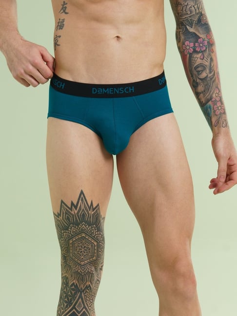 Damensch Cotton Sailor Blue Regular Fit Solid Briefs