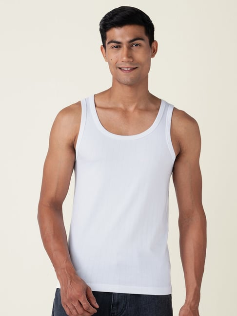 Damensch Cotton Da White Regular Fit Solid Innerwear Vest