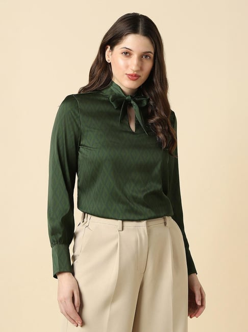 Allen Solly Green Regular Fit Printed Top