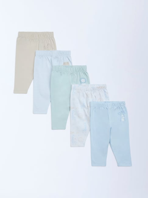 HOP Baby Boys by Westside Multicolour Printed Mid-Rise Cotton Pants - Pack of 5
