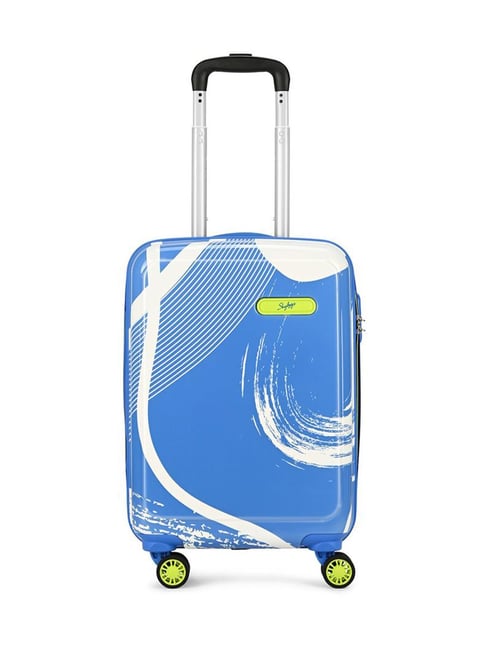 Skybags Splash Blue Printed Small Hard Sided Cabin Trolley-picture-13