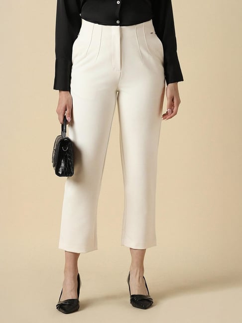 Allen Solly White Regular Fit Formal Trousers