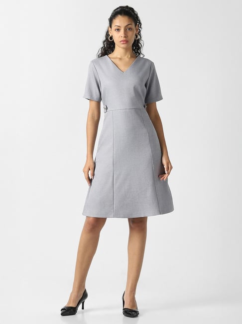 slim fit dress slacks Van Heusen Women's PolyesterBlend Modern Knee-Length Dress  (VWDRCRGFQ12883_Black main image 1