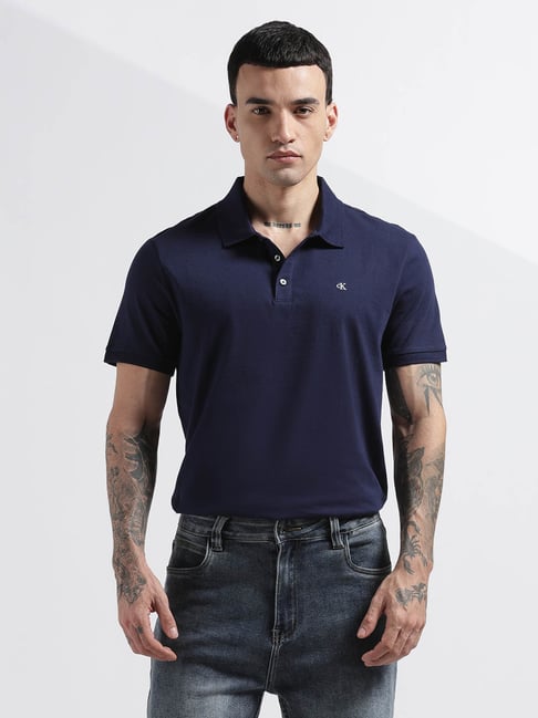 Calvin Klein Jeans Navy Cotton Regular Fit Polo T-Shirt-picture-18