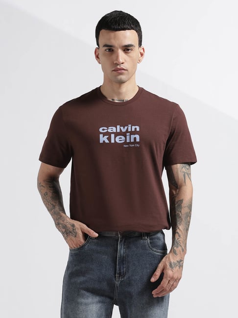Calvin Klein Jeans Brown Cotton Regular Fit Printed T-Shirt-picture-27