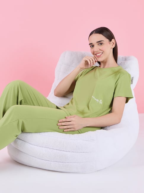 Sweet Dreams Green Rayon T-shirt With Pyjamas-picture-43