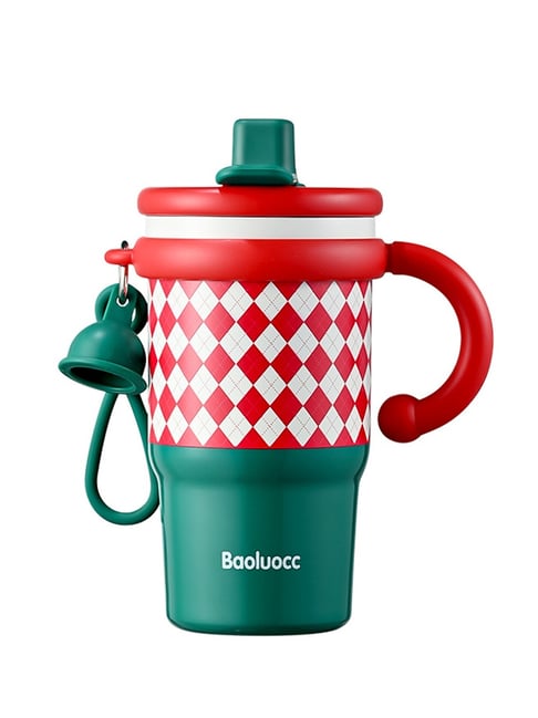 Little Surprise Box Red Checks Stainless Steel Water & Coffee Tumbler 600Ml with Cleaning Brush