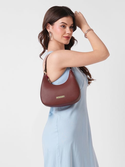 Caprese Cherry Red Beth Medium Leather Baguette Bag