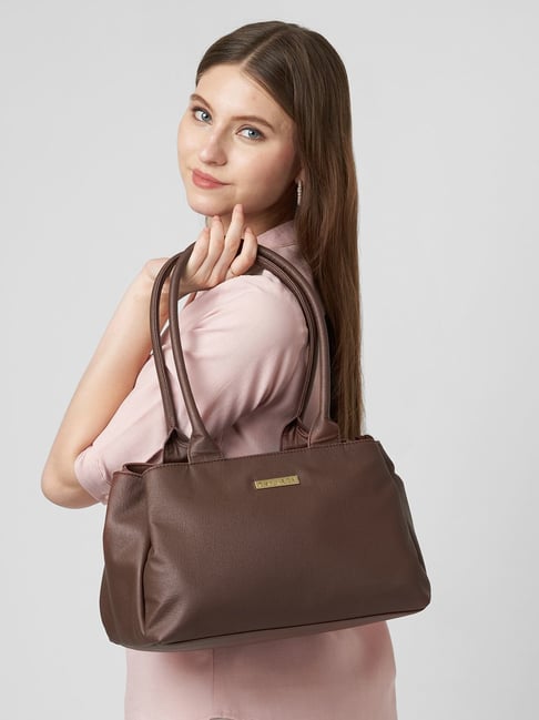 Caprese Chocolate Brown Jimny Medium Leather Satchel