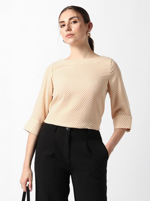 Van Heusen Beige Regular Fit Printed Top