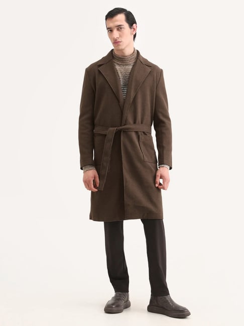 Rare Rabbit Nemot Brown Polyester Regular Fit Solid Coat-picture-36