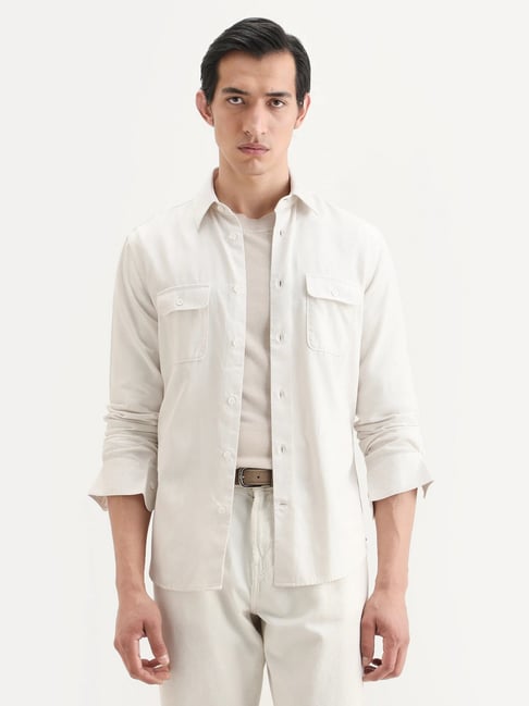 Rare Rabbit Lyton-Ss26 Off White Blended Regular Fit Solid Shirt-picture-25